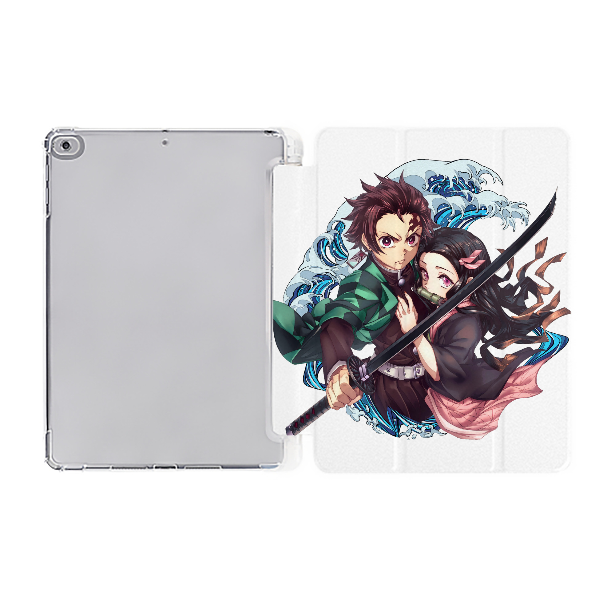 （画像用） 鬼滅の刃（きめつのやいば）竈門 禰󠄀豆子／かまど ねずこ Kamado Nezuko IPad ケース ペン収納付き 三つ折りスタンド PUレザー×シリコン 対応機種9.5/10.5/10.9インチ